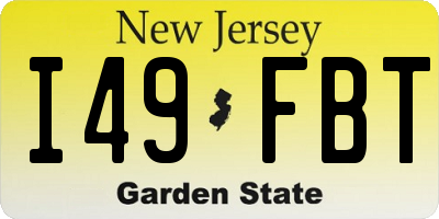NJ license plate I49FBT