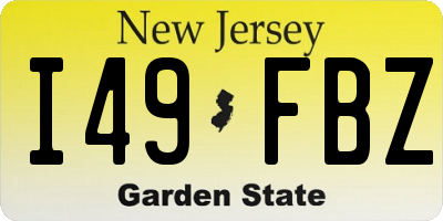 NJ license plate I49FBZ