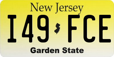 NJ license plate I49FCE