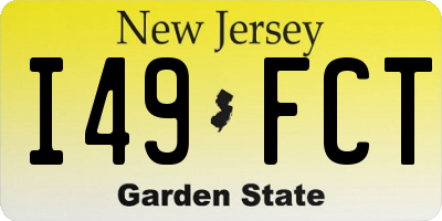 NJ license plate I49FCT