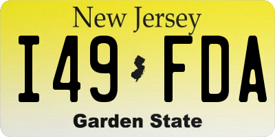 NJ license plate I49FDA