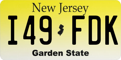 NJ license plate I49FDK