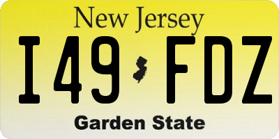 NJ license plate I49FDZ