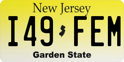 NJ license plate I49FEM