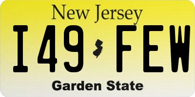 NJ license plate I49FEW