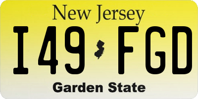 NJ license plate I49FGD