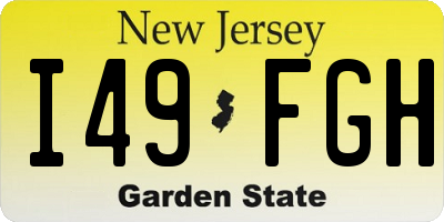 NJ license plate I49FGH