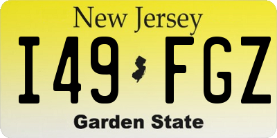 NJ license plate I49FGZ