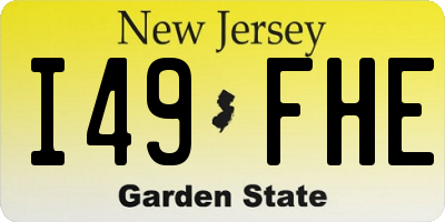 NJ license plate I49FHE