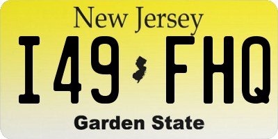 NJ license plate I49FHQ