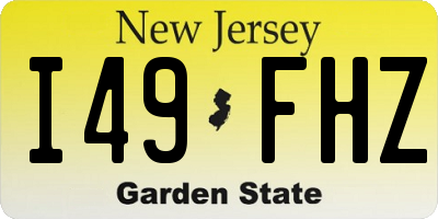 NJ license plate I49FHZ