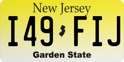 NJ license plate I49FIJ
