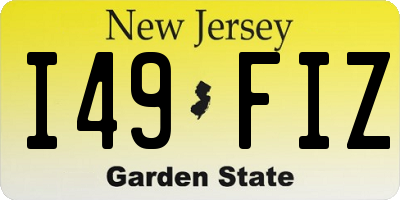 NJ license plate I49FIZ