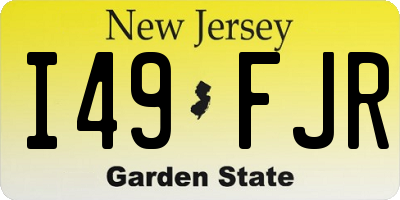 NJ license plate I49FJR