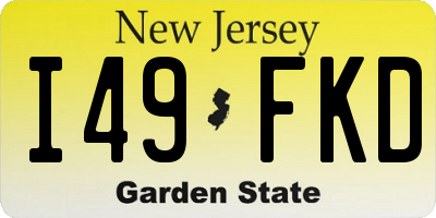 NJ license plate I49FKD
