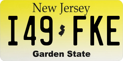 NJ license plate I49FKE