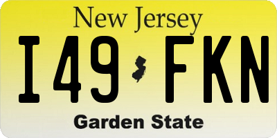 NJ license plate I49FKN