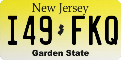 NJ license plate I49FKQ