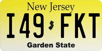 NJ license plate I49FKT