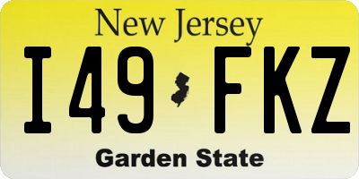 NJ license plate I49FKZ