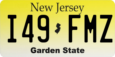 NJ license plate I49FMZ