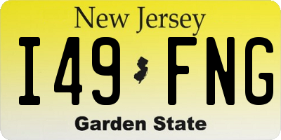 NJ license plate I49FNG