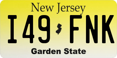 NJ license plate I49FNK