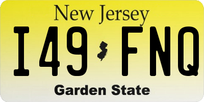 NJ license plate I49FNQ