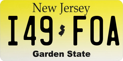 NJ license plate I49FOA