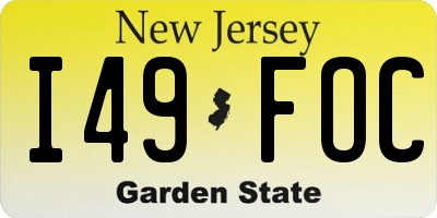 NJ license plate I49FOC