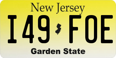 NJ license plate I49FOE