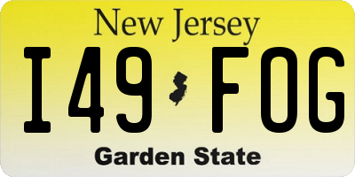 NJ license plate I49FOG