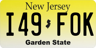 NJ license plate I49FOK
