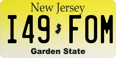 NJ license plate I49FOM