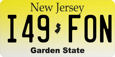 NJ license plate I49FON