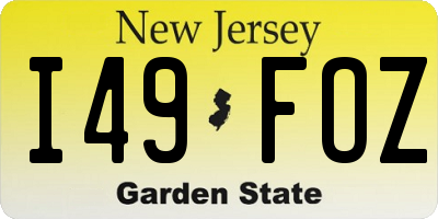 NJ license plate I49FOZ
