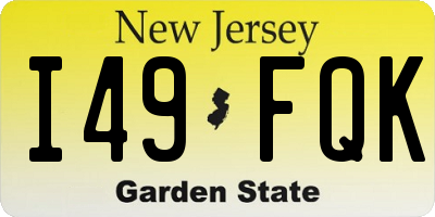 NJ license plate I49FQK