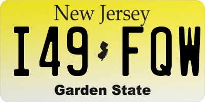 NJ license plate I49FQW