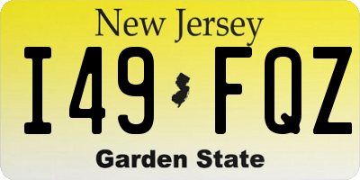 NJ license plate I49FQZ
