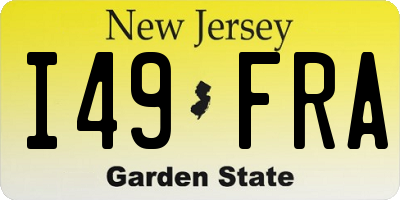 NJ license plate I49FRA
