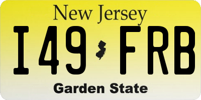 NJ license plate I49FRB