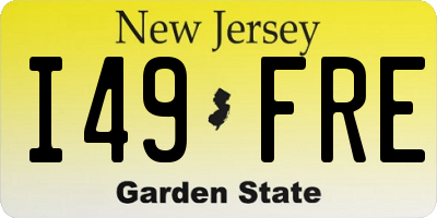 NJ license plate I49FRE