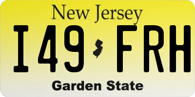 NJ license plate I49FRH