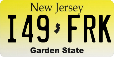NJ license plate I49FRK