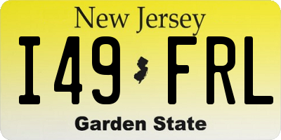 NJ license plate I49FRL