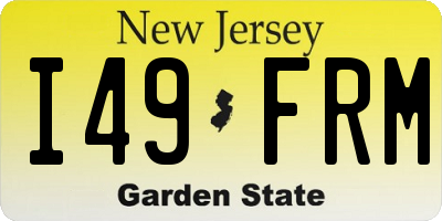 NJ license plate I49FRM