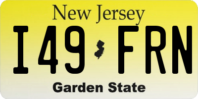 NJ license plate I49FRN