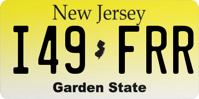 NJ license plate I49FRR