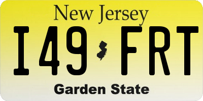 NJ license plate I49FRT