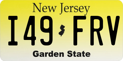 NJ license plate I49FRV